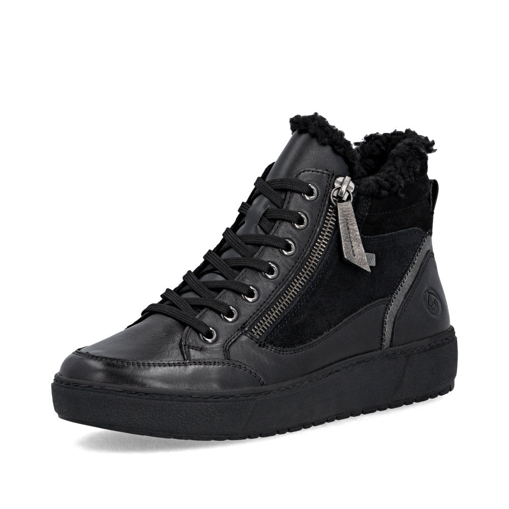 Bottines D'hiver Femme Lacets Noir Fourrées - Taille 38/39 - Daim Et Fourrure - Occasion