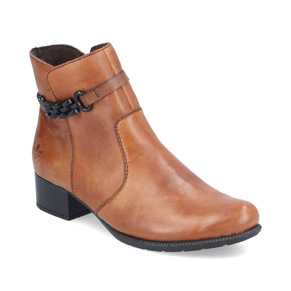 Bottine cuir à talon RIEKER Femme 78676 cognac Chaussures Grassler