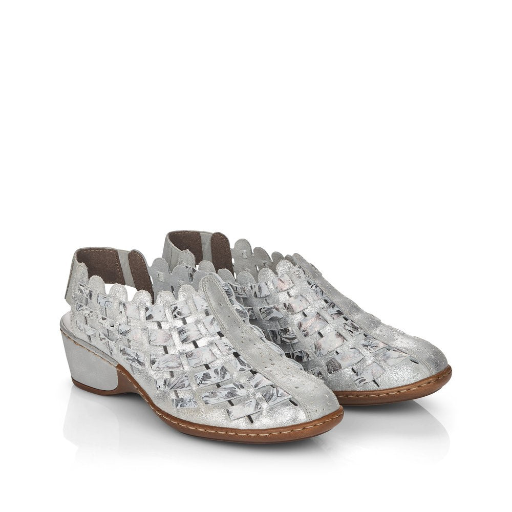 Bride arrière confort en cuir RIEKER Femme 47156 argent