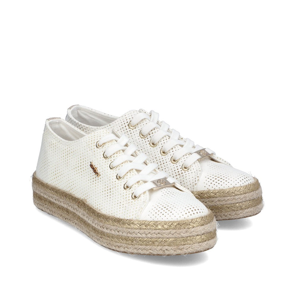 Chaussure basse avec corde RIEKER Femme 94005 blanc Chaussures