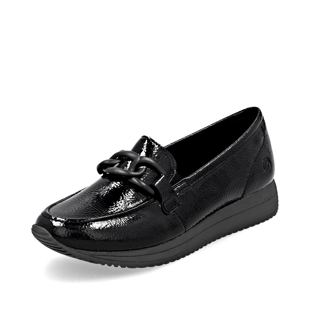 Mocassin Femme Remonte D1u00 - Noir - Cuir Souple Avec Détail Chaîne - Semelle Lite 'n Soft - Taille 36 à 45 - 5