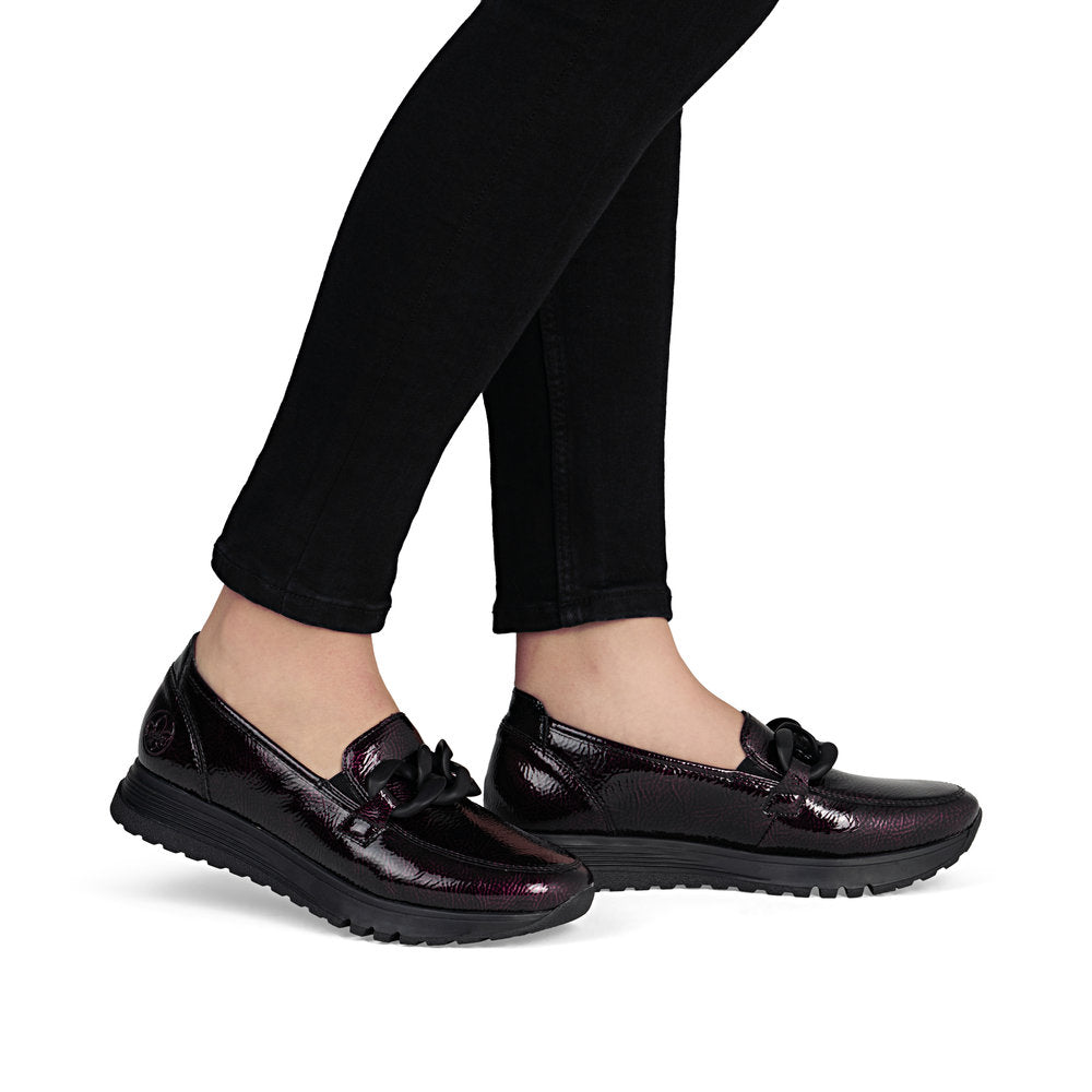 Mocassins Femme Rieker Antistress - Taille 42 (UK 8), Cuir Rouge, Confort, Neufs Sans Boîte