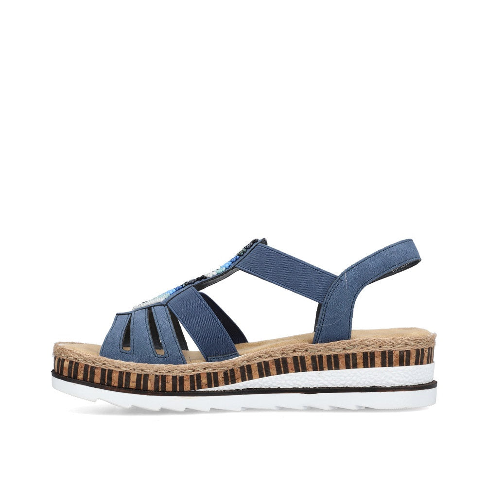 Sandales confort RIEKER Femme V7909 bleu Chaussures Grassler