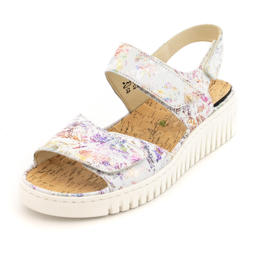 Mules Willow Pour Femme En Cuir Suédé Bleu - Waldläufer - Semelle Confort Liège, 3 Velcros Réglables